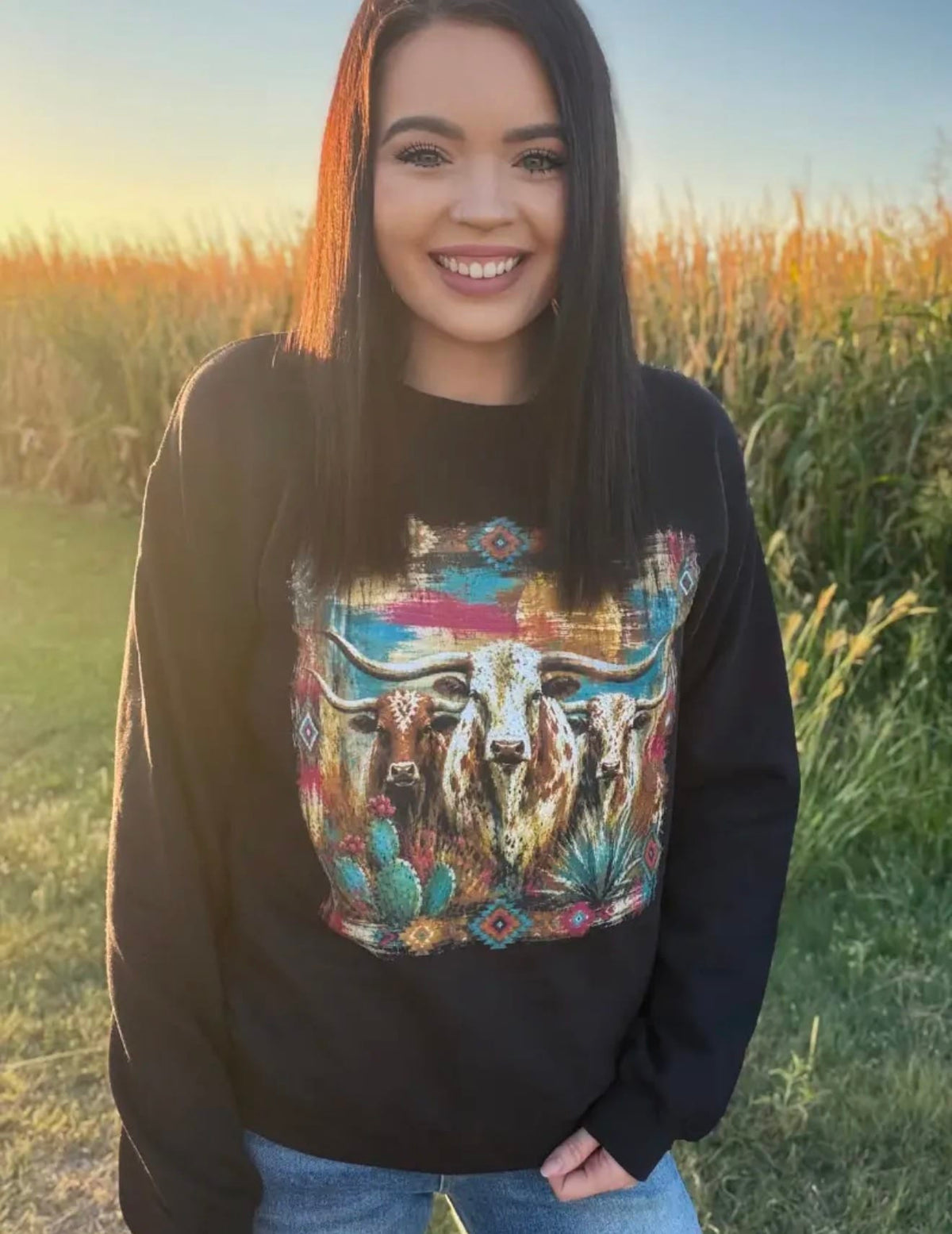 Shop Envi Me Tops and Tunics The Painted Longhorns of Texas Sweatshirt