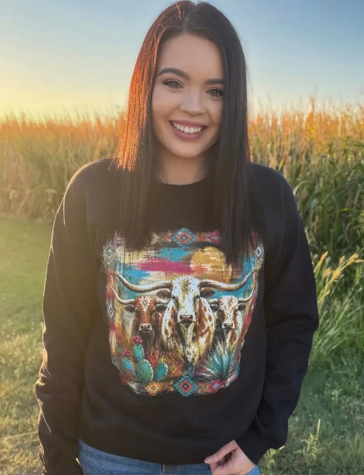 Shop Envi Me Tops and Tunics The Painted Longhorns of Texas Sweatshirt