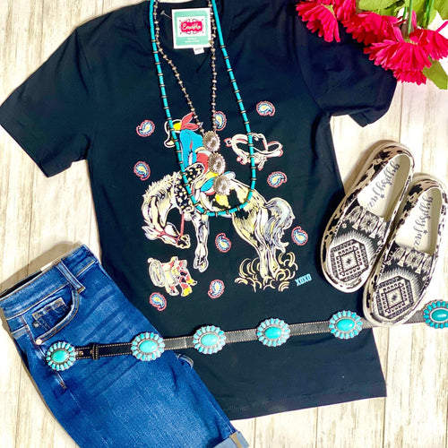 Shop Envi Me Tops and Tunics The Paisley Cowboy Bronc V Neck Tee