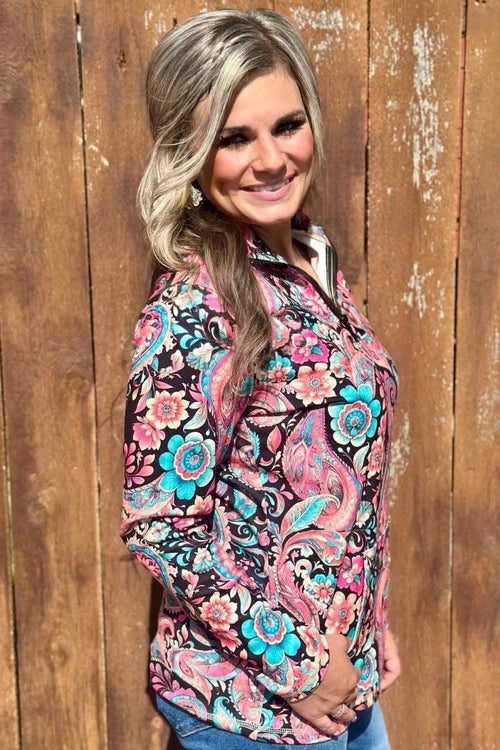 Shop Envi Me Tops and Tunics The Paisley On The Plains Quarter Zip Aztec Pullover