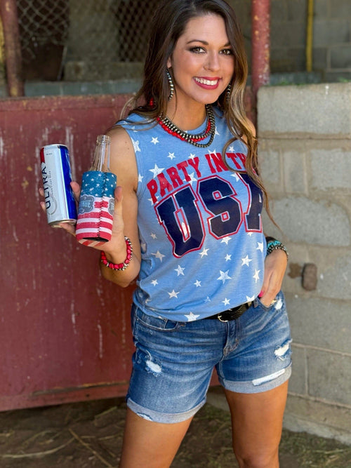 Texas True Threads Tops S / Blue Stars Tank Top The Party in the USA Stars Tank