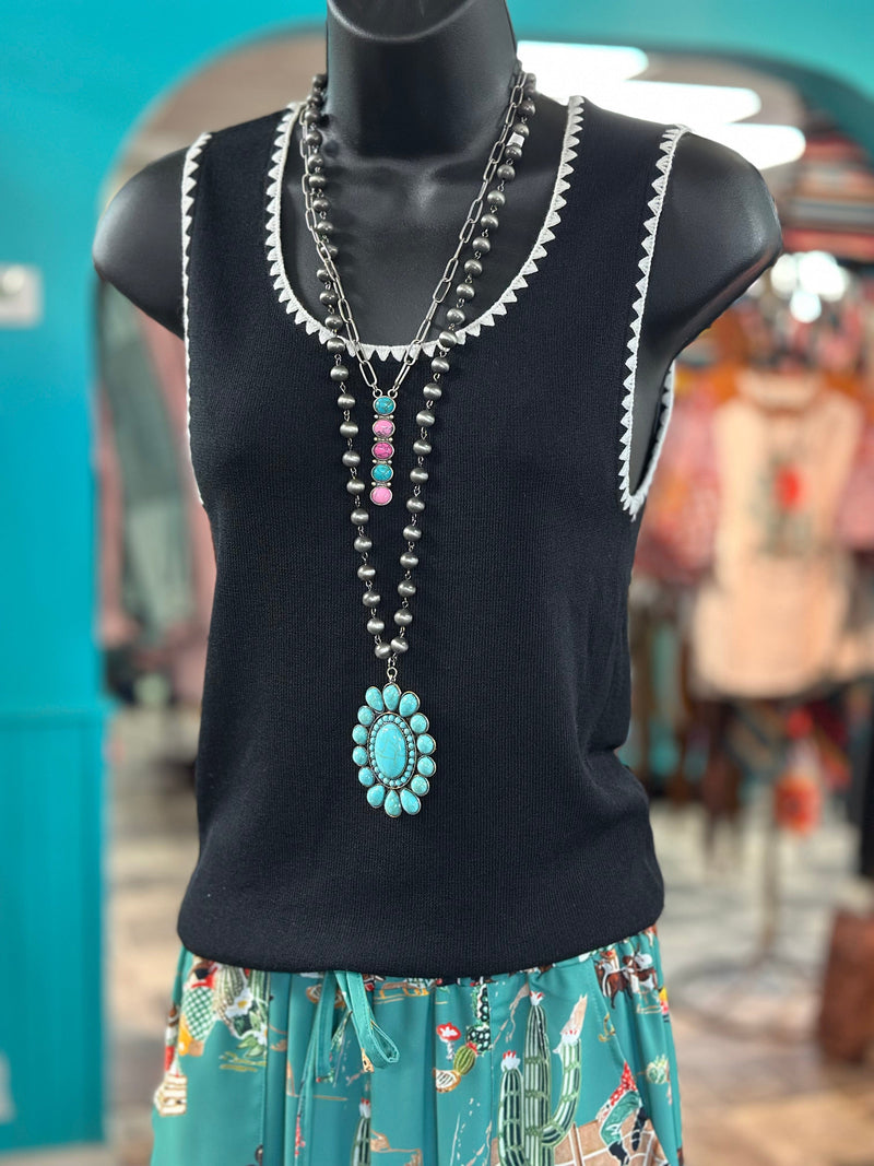 Shop Envi Me Tops and Tunics The Payton Embroidered Detail Knit Tank