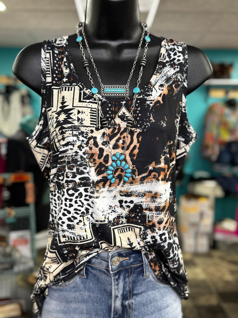 Shop Envi Me Tops and Tunics The Pecos Cheetah Aztec Tank
