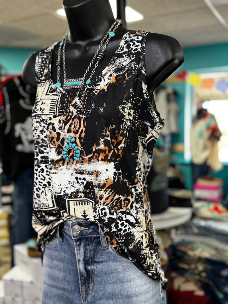 Shop Envi Me Tops and Tunics The Pecos Cheetah Aztec Tank