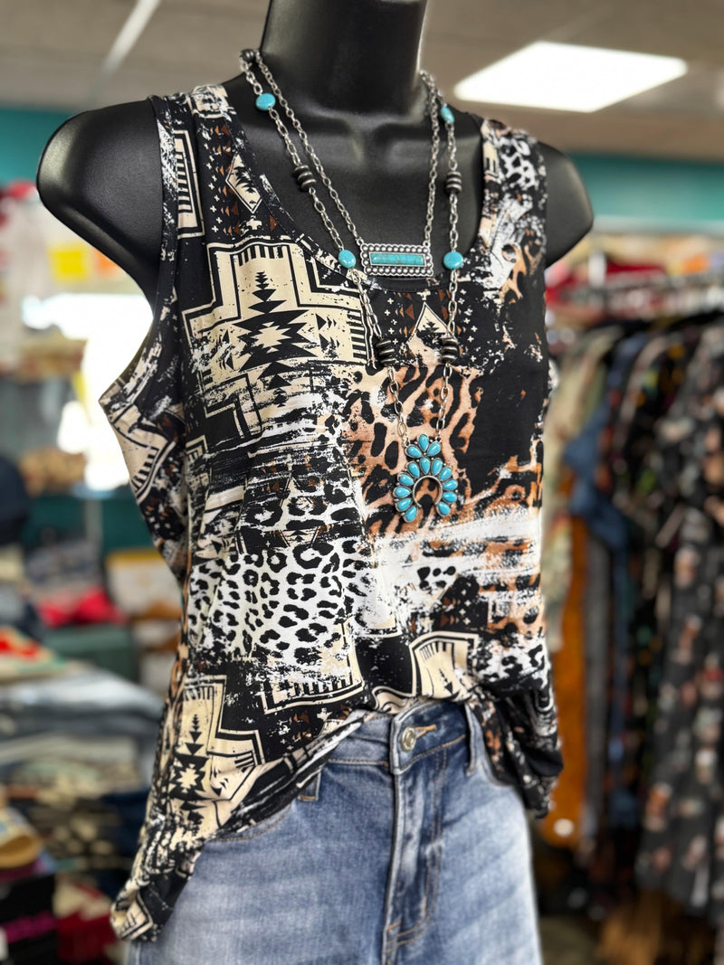 Shop Envi Me Tops and Tunics The Pecos Cheetah Aztec Tank