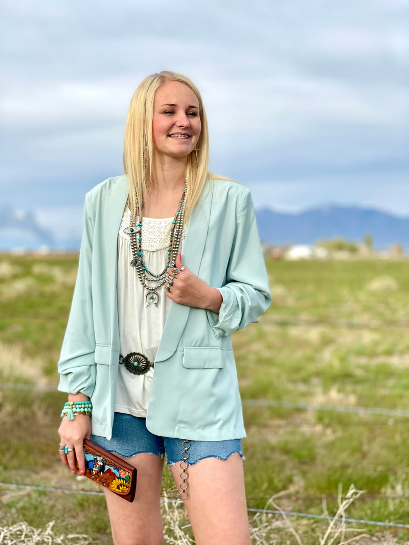 Shop Envi Me Cardigans and Kimonos The Pecos Must Have Mint Blazer