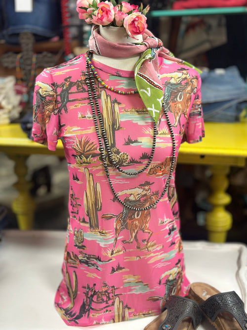 Shop Envi Me Tops and Tunics The Pink At The Arena 🐴 Cowgirl Mesh Top