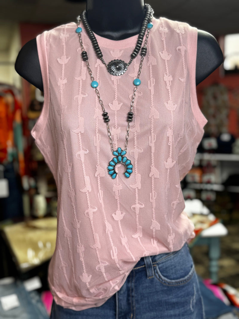 Shop Envi Me Tops and Tunics The Pink Lindy Lace Western Sleeveless Top