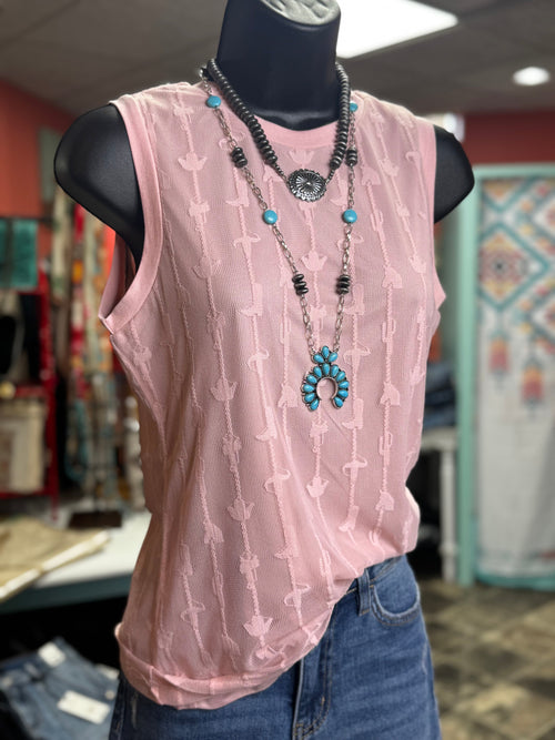 Shop Envi Me Tops and Tunics The Pink Lindy Lace Western Sleeveless Top