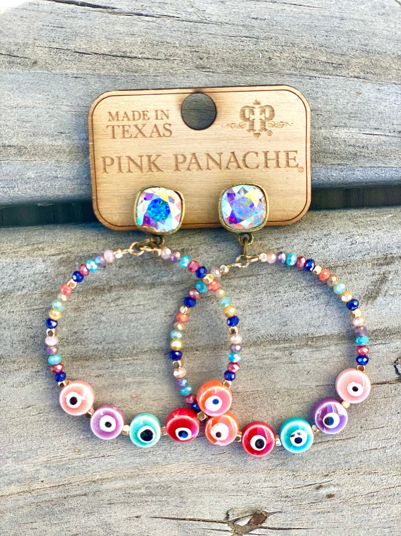 Shop Envi Me Earring Circle / Multi The Pink Panache AnnaMarie Multi Crystal Earring