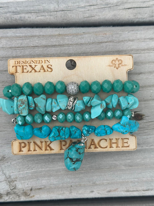 Shop Envi Me Jewelry Stack Set / Multi The Pink Panache Chunky Turquoise Stack Bracelet Set