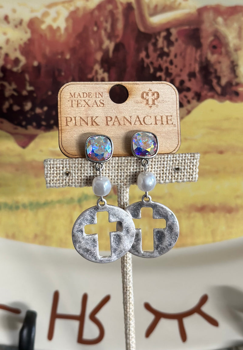 Shop Envi Me Earring Star / Silver The Pink Panache Clear Crystal Stars with Pearls Silver Earring