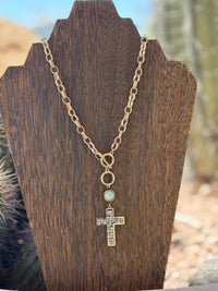 Shop Envi Me Jewelry Necklace / Multi The Pink Panache Crystal Cross In Gold Necklace