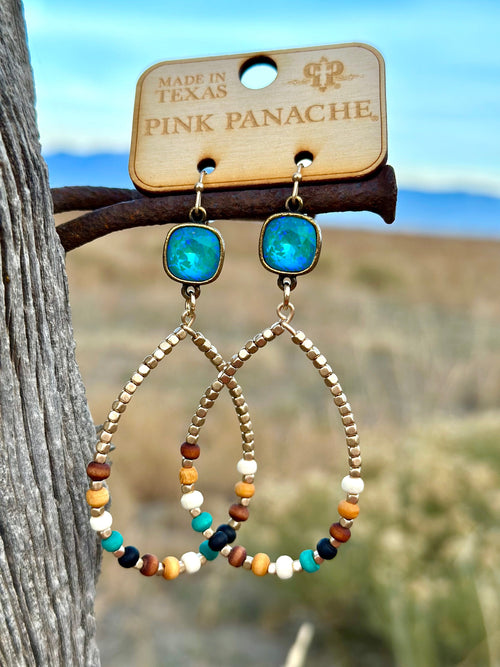 Shop Envi Me Earring Circle / Multi The Pink Panache Give Me The Turquoise Crystal & Bead Earring