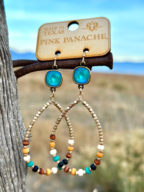 Shop Envi Me Earring Circle / Multi The Pink Panache Give Me The Turquoise Crystal & Bead Earring