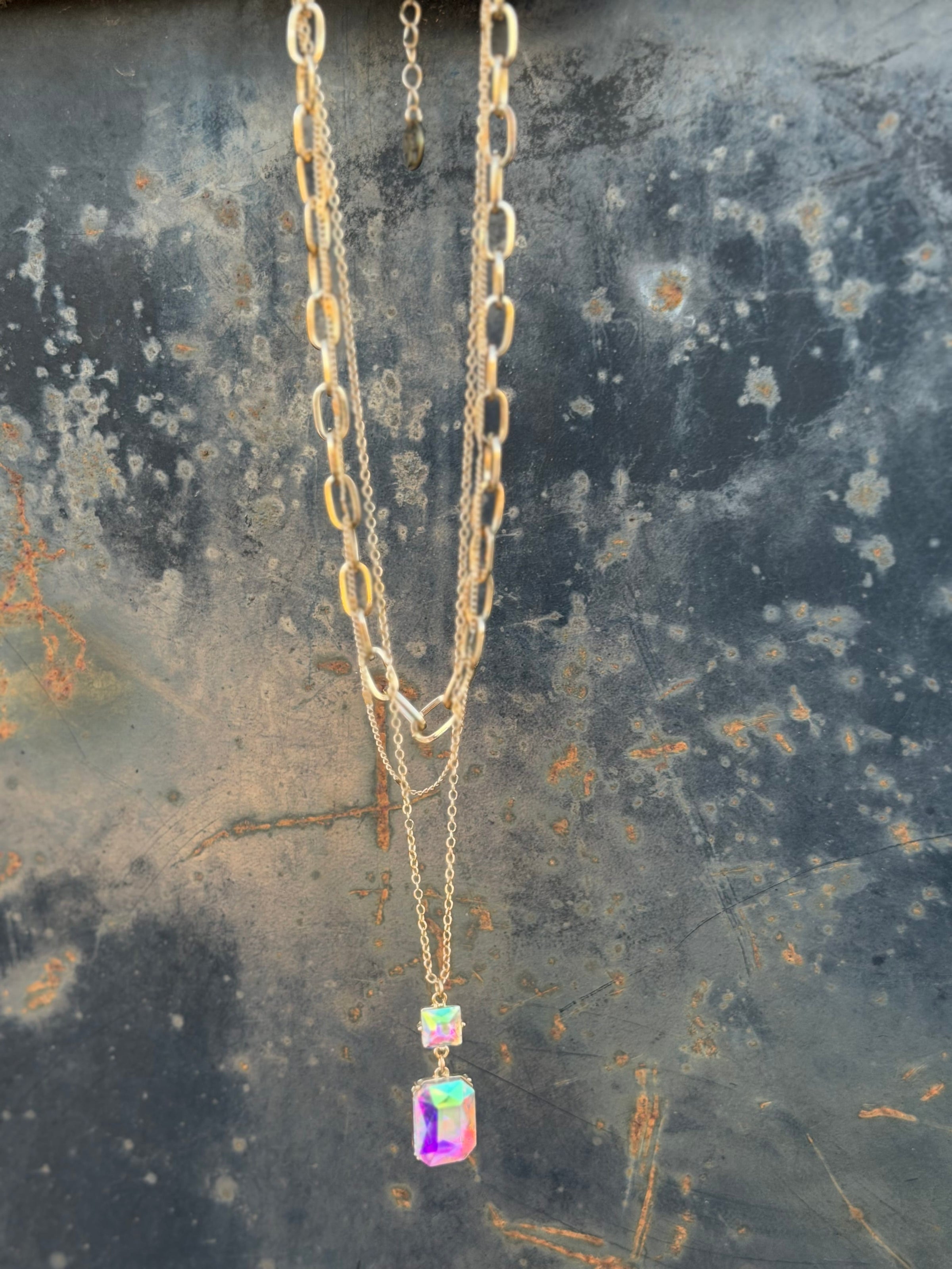 Shop Envi Me Jewelry One / Gold The Pink Panache Gold & AB Big Crystal Necklace