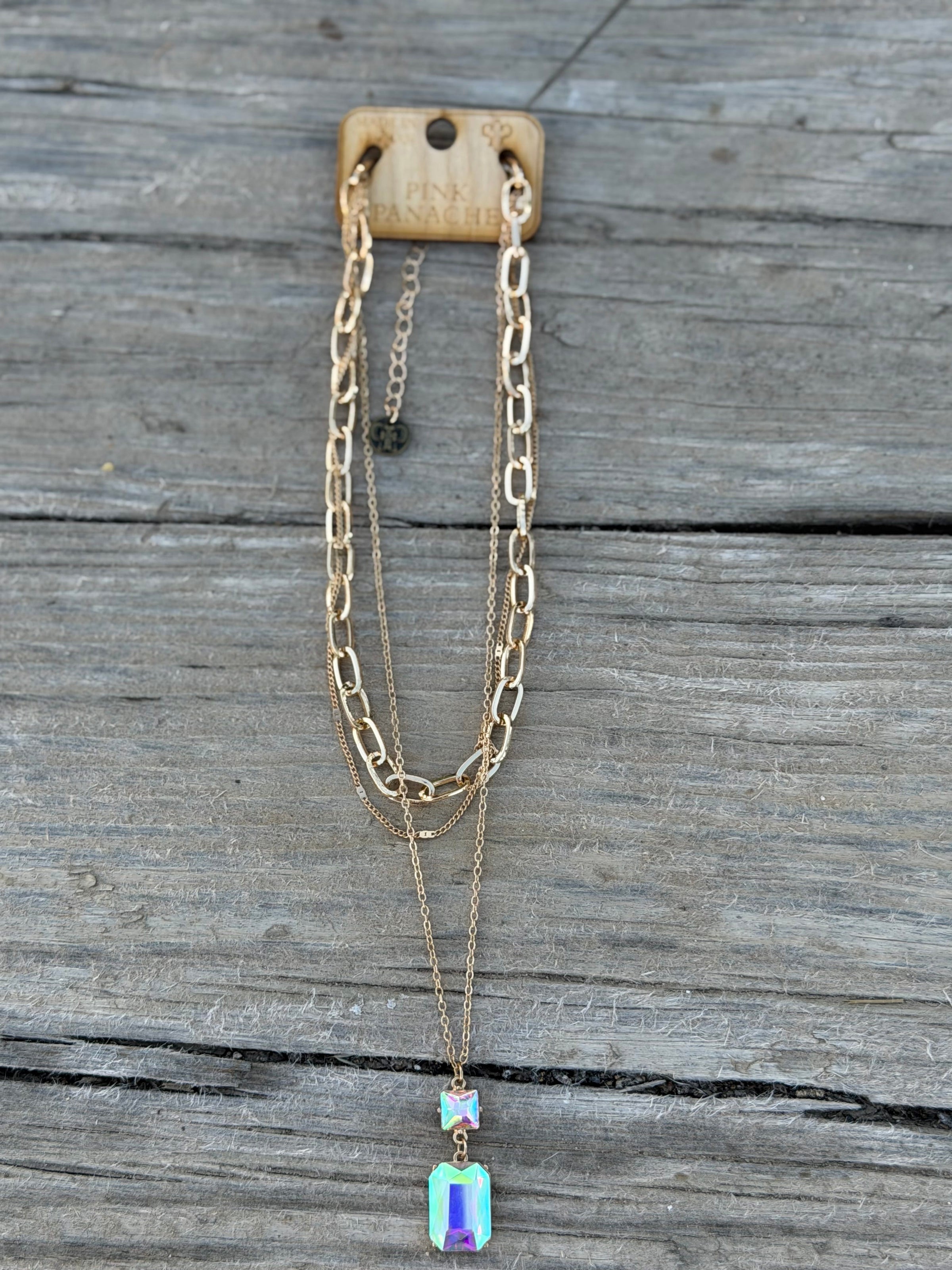 Shop Envi Me Jewelry One / Gold The Pink Panache Gold & AB Big Crystal Necklace
