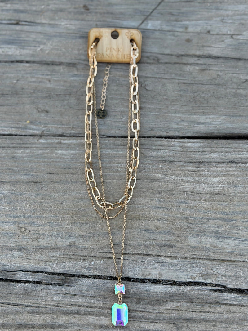 Shop Envi Me Jewelry One / Gold The Pink Panache Gold & AB Big Crystal Necklace
