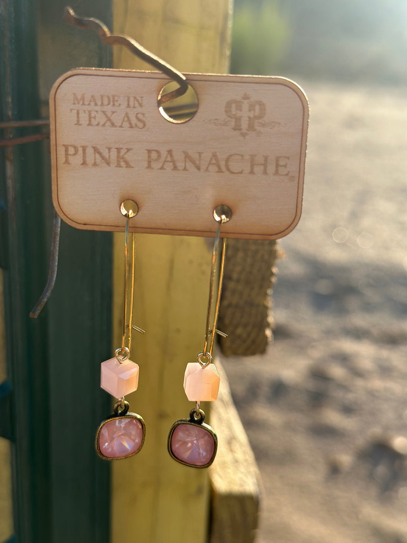 Shop Envi Me Earrings Gold The Pink Panache Gold & Pink Crystal Drop Earrings