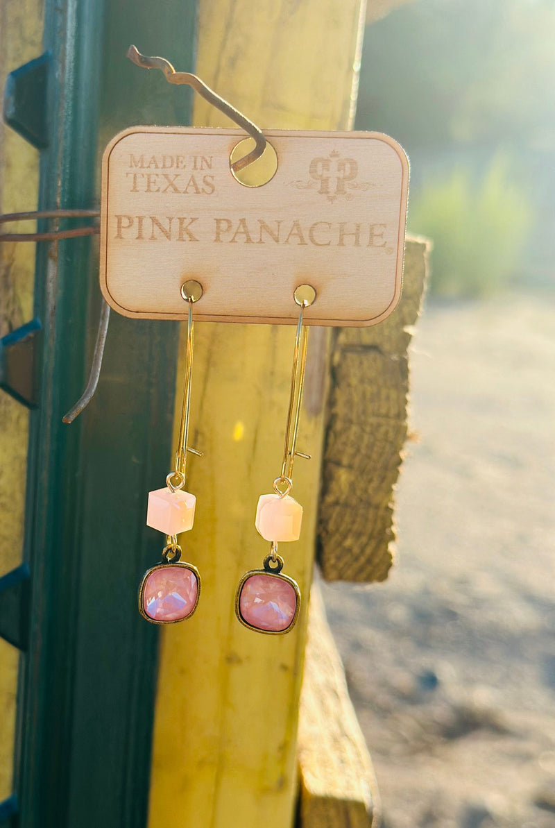 Shop Envi Me Earrings Gold The Pink Panache Gold & Pink Crystal Drop Earrings
