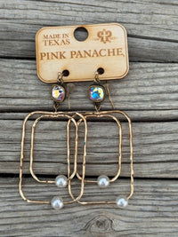 Shop Envi Me Earrings The Pink Panache Gold Rectangles with Pearls Earrings