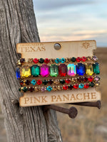 Shop Envi Me Jewelry Stack Set / Multi The Pink Panache Gold Sparkly Crystal Stack Bracelet Set