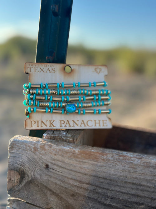 Shop Envi Me Jewelry The Pink Panache Gold & Turquoise Bracelet Set