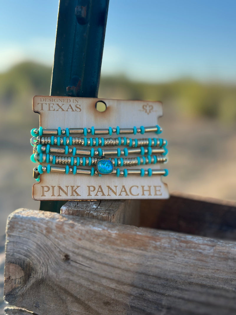 Shop Envi Me Jewelry The Pink Panache Gold & Turquoise Bracelet Set
