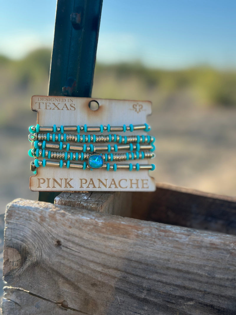 Shop Envi Me Jewelry The Pink Panache Gold & Turquoise Bracelet Set
