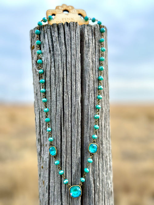 Shop Envi Me Earring The Pink Panache Love Turquoise Old Gold Crystal Necklace