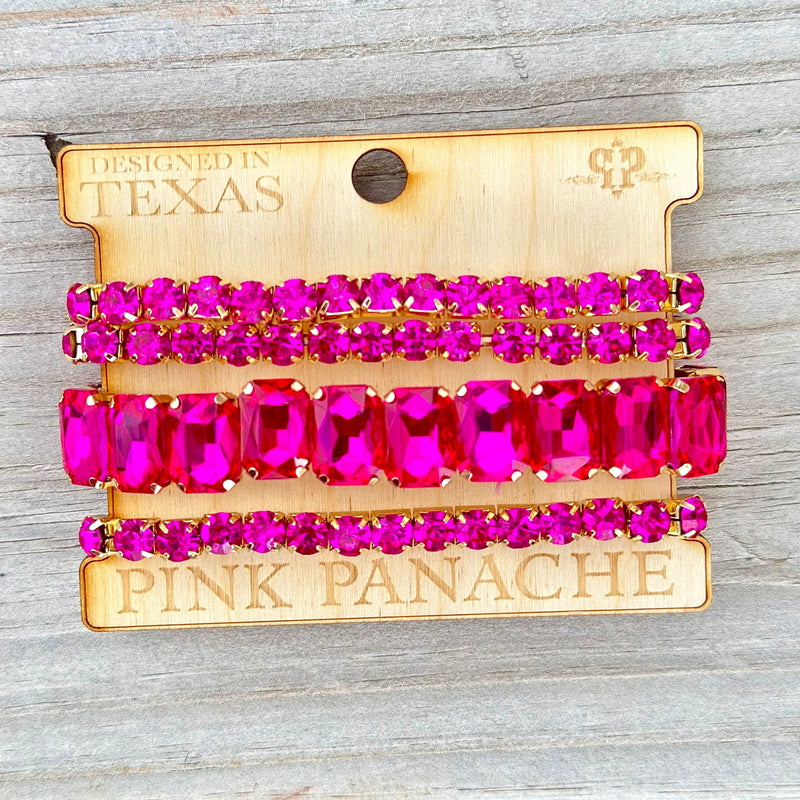 Shop Envi Me Jewelry Stack Set / Gold The  Pink Panache New Sparkly Pink Stack Bracelet Set
