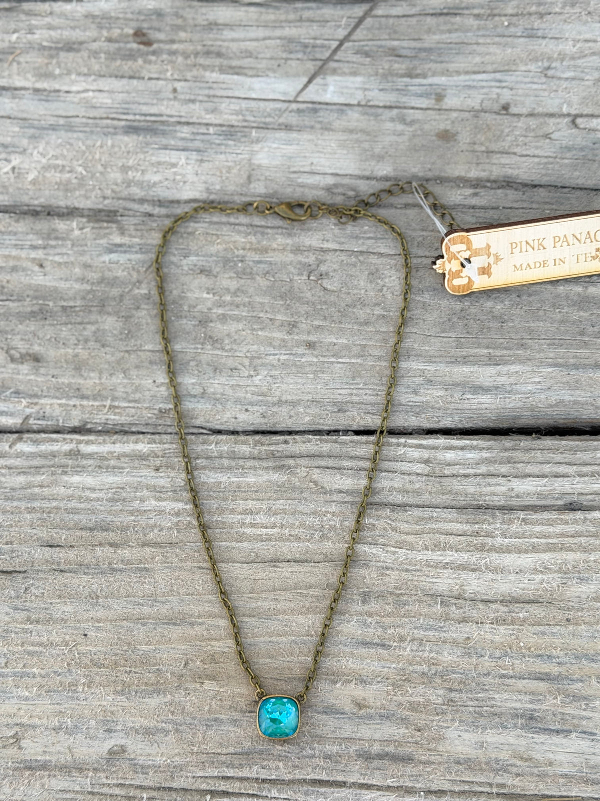 Shop Envi Me Jewelry Necklace / Multi The Pink Panache Old Gold Turquoise Crystal Necklace
