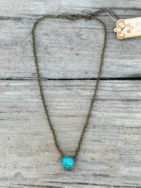 Shop Envi Me Jewelry Necklace / Multi The Pink Panache Old Gold Turquoise Crystal Necklace