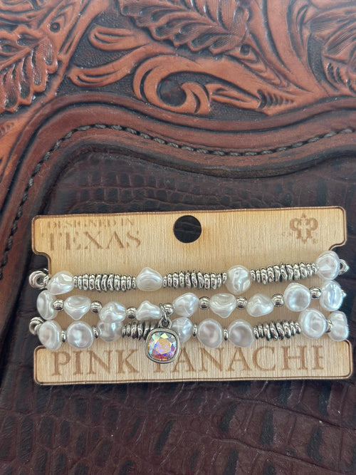 Shop Envi Me Jewelry The Pink Panache Pearl & Crystal Stack Bracelet Set
