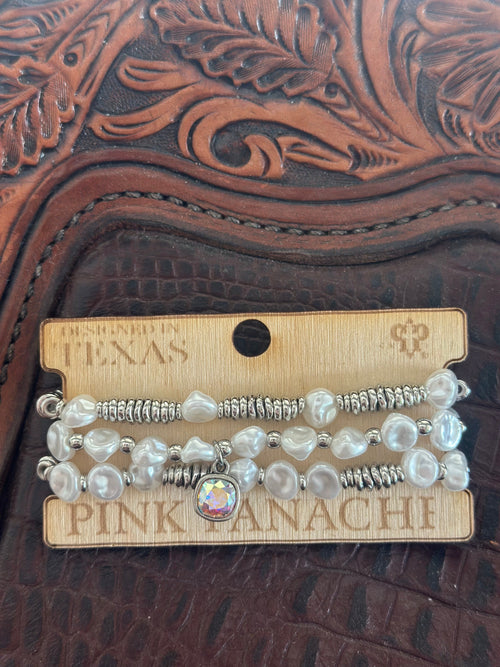 Shop Envi Me Jewelry The Pink Panache Pearl & Crystal Stack Bracelet Set