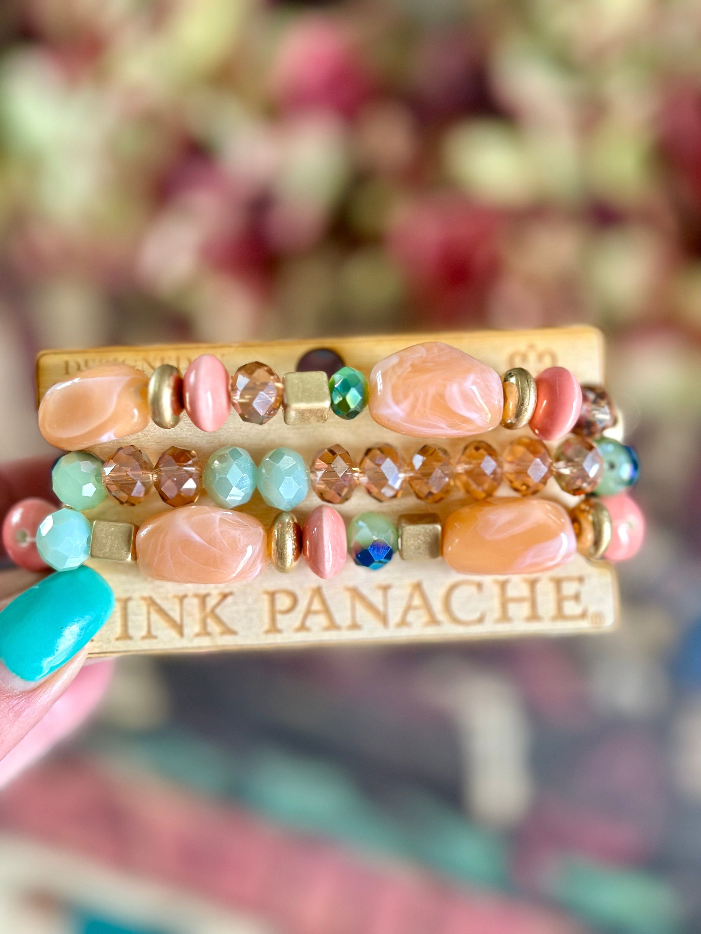 Shop Envi Me Jewelry Stack Set / Multi The Pink Panache Ring In The Spring Stack Bracelet Set