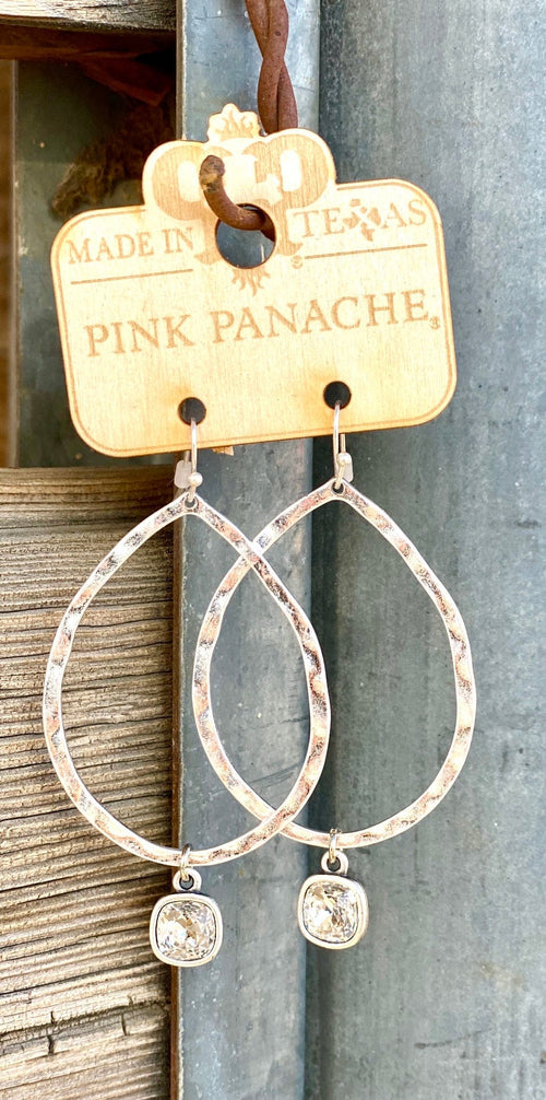 Shop Envi Me Earrings Silver The Pink Panache Silver Circle with Crystal Drop Earrings