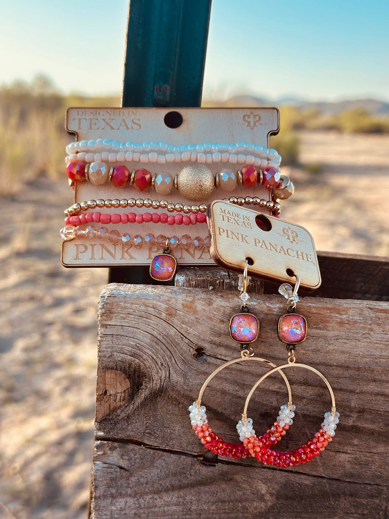Shop Envi Me Jewelry Earring & Necklace Set / Multi The Pink Panache Summer Coral Necklace & Earring Set