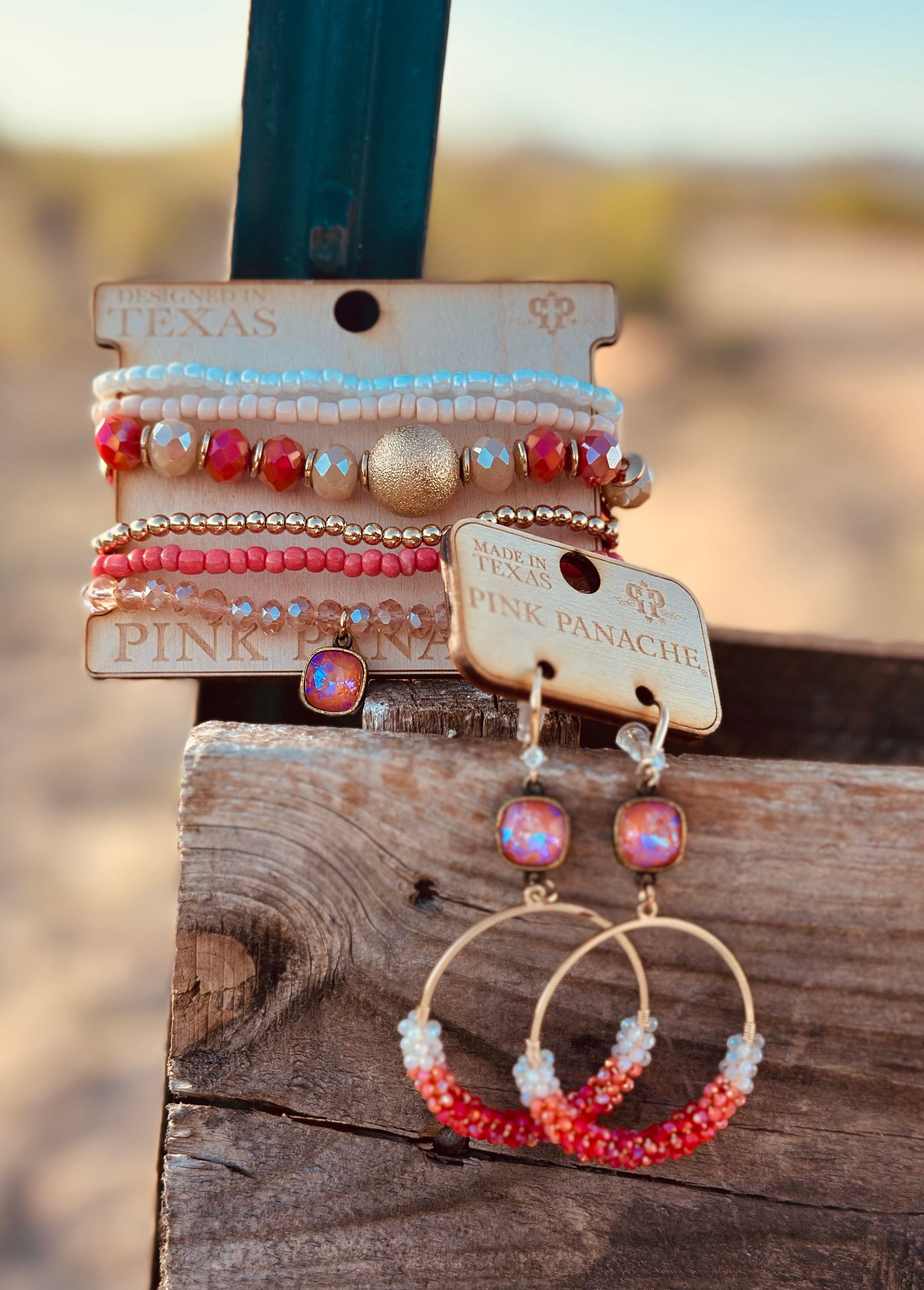 The Pink Panache Summer Coral Necklace Earring Set