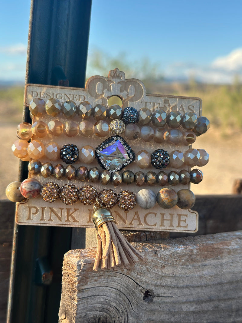 Shop Envi Me Jewelry Stack Set / Multi The Pink Panache Summer Gold Crystal Stack Bracelet Set