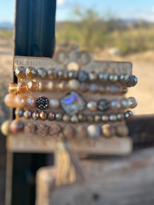 Shop Envi Me Jewelry Stack Set / Multi The Pink Panache Summer Gold Crystal Stack Bracelet Set