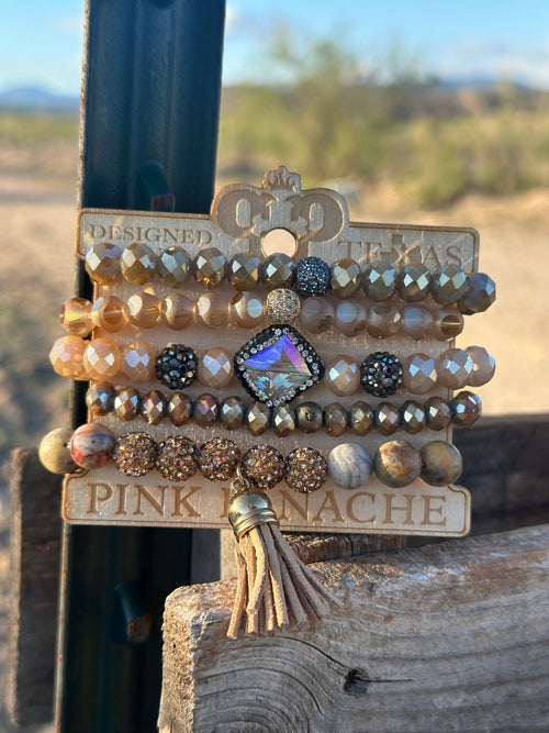 Shop Envi Me Jewelry Stack Set / Multi The Pink Panache Summer Gold Crystal Stack Bracelet Set
