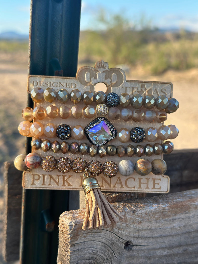 Shop Envi Me Jewelry Stack Set / Multi The Pink Panache Summer Gold Crystal Stack Bracelet Set