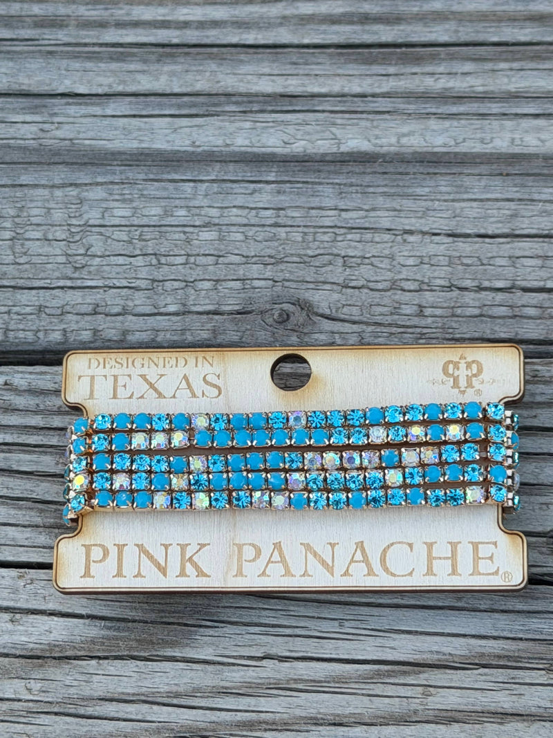 Shop Envi Me Jewelry Stack Set / Turquoise Gold The Pink Panache Turquoise AB Skinny Stack Rhinestone Bracelet Set