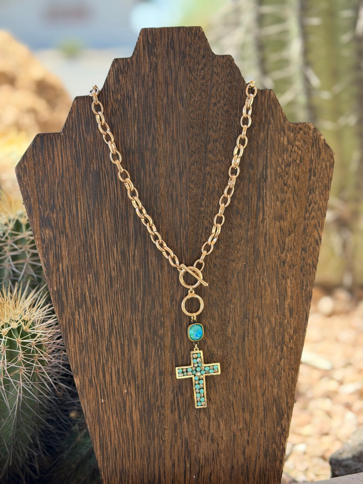 Shop Envi Me Jewelry Necklace / Multi The Pink Panache Turquoise Crystal Gold Necklace