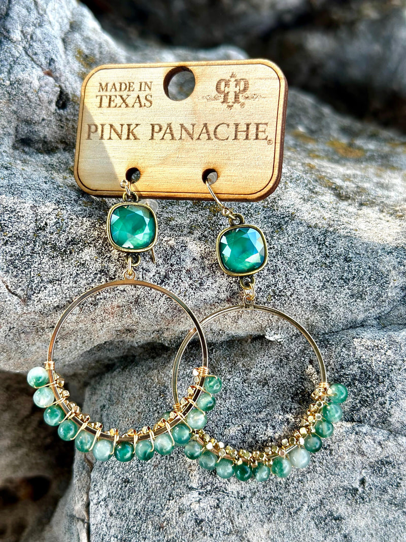 Shop Envi Me Earrings The Pink Panache Turquoise Fall Crystal Circle Earrings