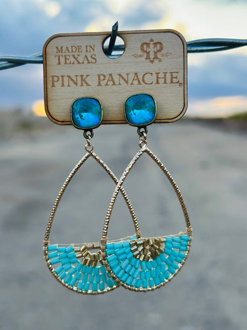Shop Envi Me Earrings Gold The Pink Panache Turquoise & Gold Sparkle Earrings