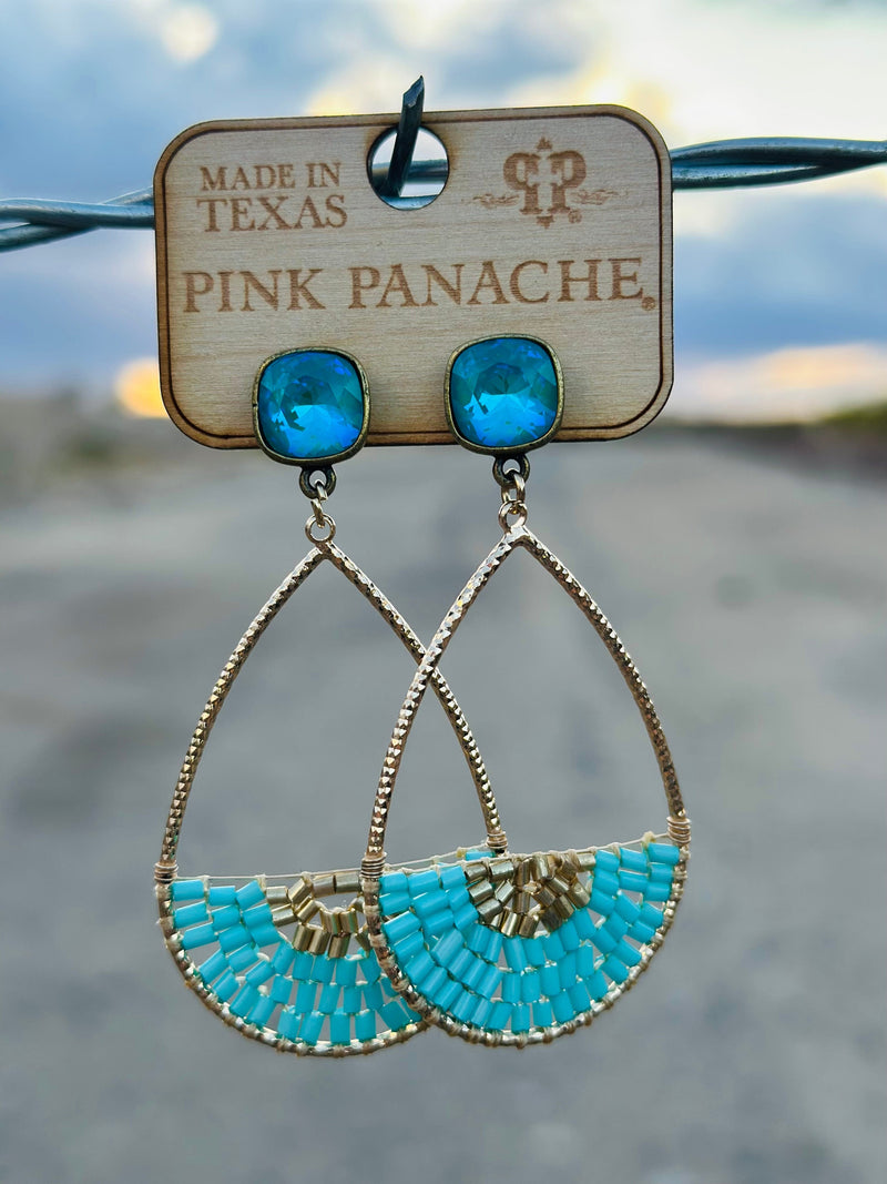 Shop Envi Me Earrings Gold The Pink Panache Turquoise & Gold Sparkle Earrings