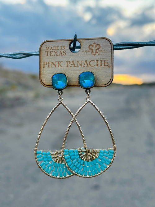 Shop Envi Me Earrings Gold The Pink Panache Turquoise & Gold Sparkle Earrings