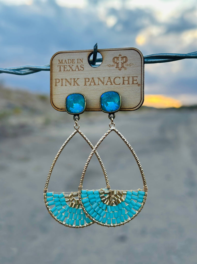 Shop Envi Me Earrings Gold The Pink Panache Turquoise & Gold Sparkle Earrings
